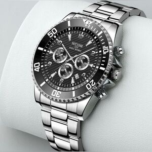 NOTIONR Black Dial Chronograph Silver Stainless Steel Quartz Watch